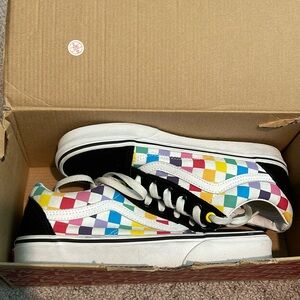Rainbow checkerboard vans